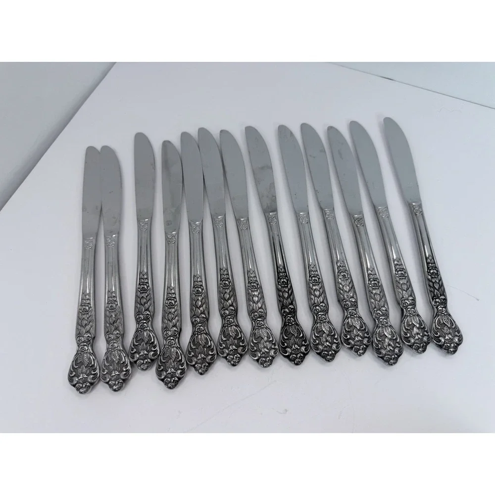Versailles Dinner Knives Stainless by MSI Japan Set Of 13 Floral